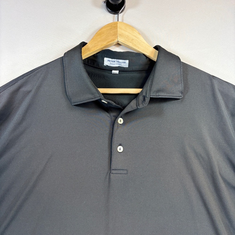 Peter Millar Summer Comfort Polo Mens XL Black Short Sleeve Golf Athleisure EUC